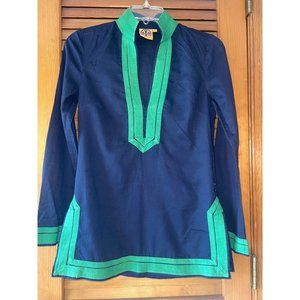 Tory Burch Women Sail to Sable Blue & Green Tunic - 2